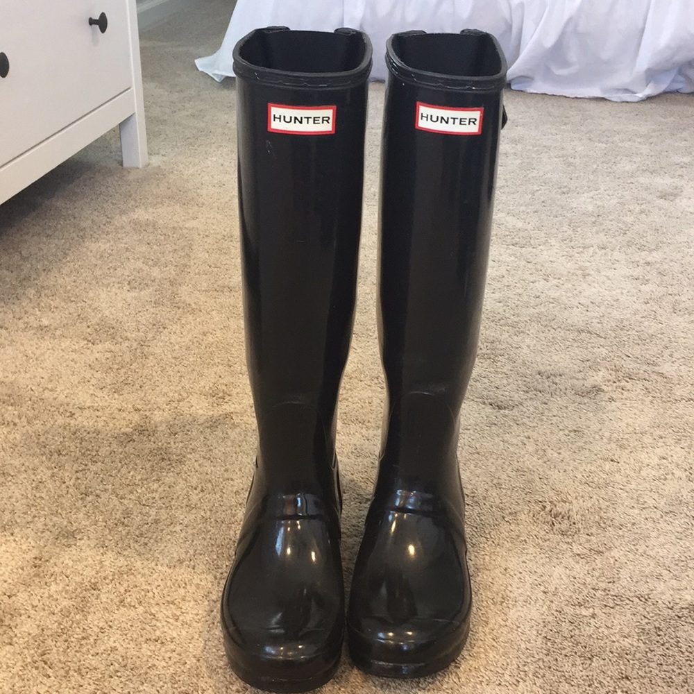 HUNTER-Tall Back Adjustable gloss Rain Boots